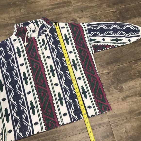 Vintage 90's Aztec Tribal All Over Print Faded Pullover Jeans Wear Medium - Picture 6 of 10